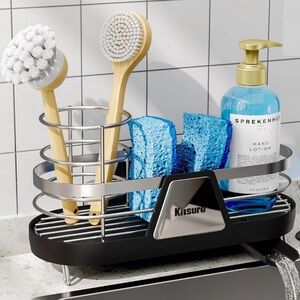 Chrome and Black Kitchen Sink Organizer